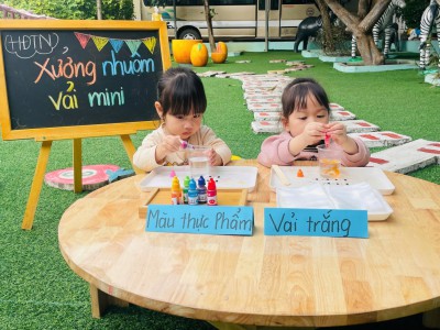 🎨✨ HOẠT ĐỘNG TRẢI NGHIỆM – XƯỞNG NHUỘM VẢI MINI