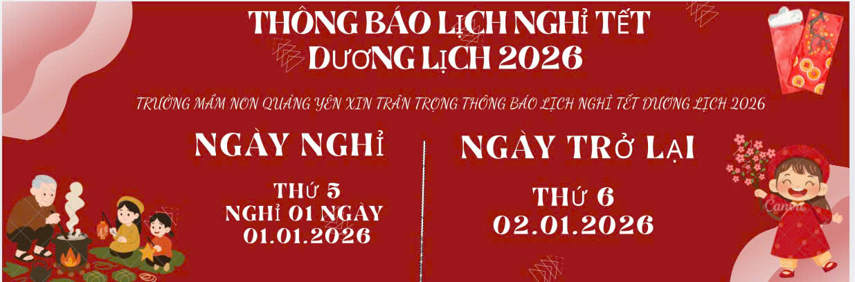 Thông báo lịch nghỉ tết Dương Lịch 2026